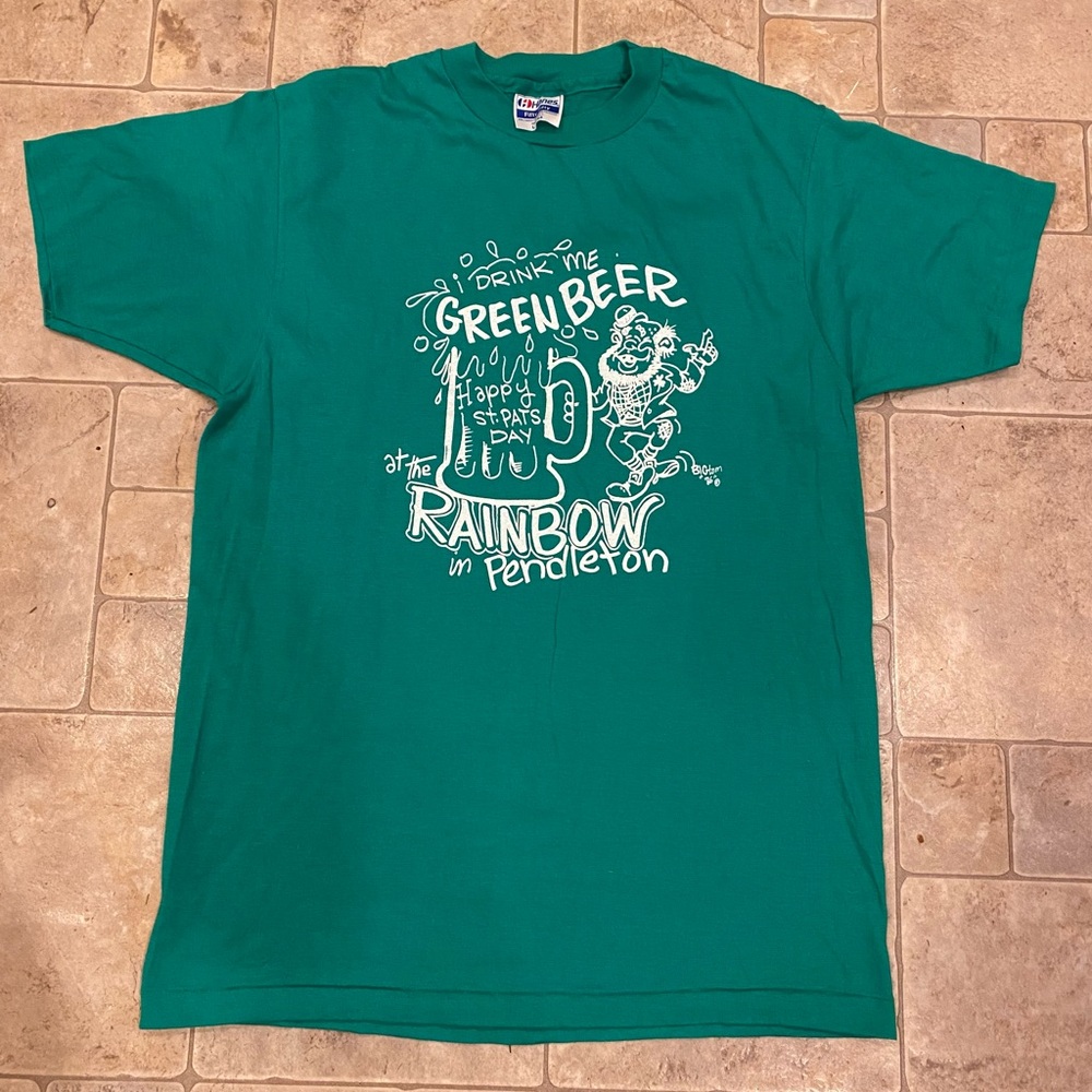 Vintage 80’s The Rainbow Cafe Pendleton OR T Shirt St Patrick’s Day leprechaun L